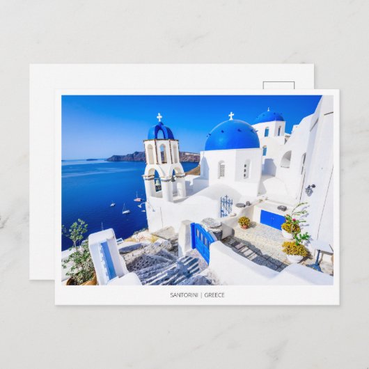 Cartes Pour Fêtes Annuelles Église bleue Oia, Santorin, Grèce (Devant / Derrière)