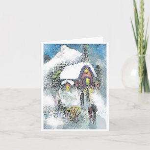 Cartes Pour Fêtes Annuelles Église de matin de Noël