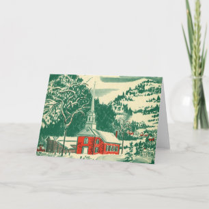 Cartes Pour Fêtes Annuelles Eglise de Noël Vintage, paysage de neige en hiver