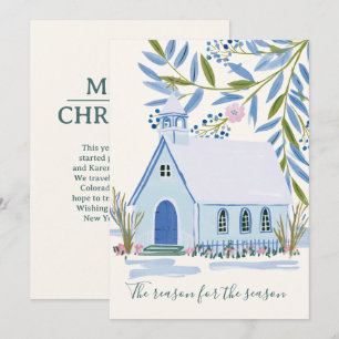 Cartes Pour Fêtes Annuelles Église du message chrétien simple Noël