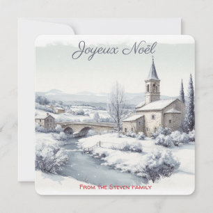 Cartes Pour Fêtes Annuelles Eglise du village français d'hiver Serene votre