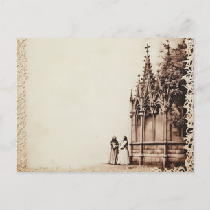 Cartes Pour Fêtes Annuelles Église gothique Antique Visage Vinatage Halloween