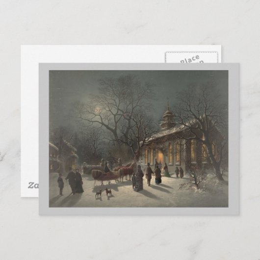 Cartes Pour Fêtes Annuelles Église le soir de Noël (Devant / Derrière)