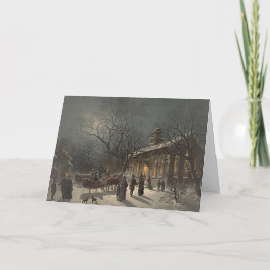 Cartes Pour Fêtes Annuelles Église le soir de Noël (Devant)