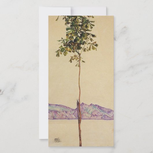 Cartes Pour Fêtes Annuelles Egon Schiele - Petit Arbre Châtaignier Au Lac (Devant)