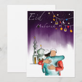 Cartes Pour Fêtes Annuelles Eid Moubarak (Devant / Derrière)