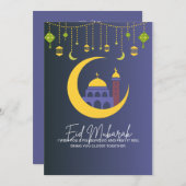 Cartes Pour Fêtes Annuelles Eid Moubarak Bleu (Devant / Derrière)
