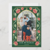 Cartes Pour Fêtes Annuelles Eid Mubarak Elegant Green Floral Photo (Devant)