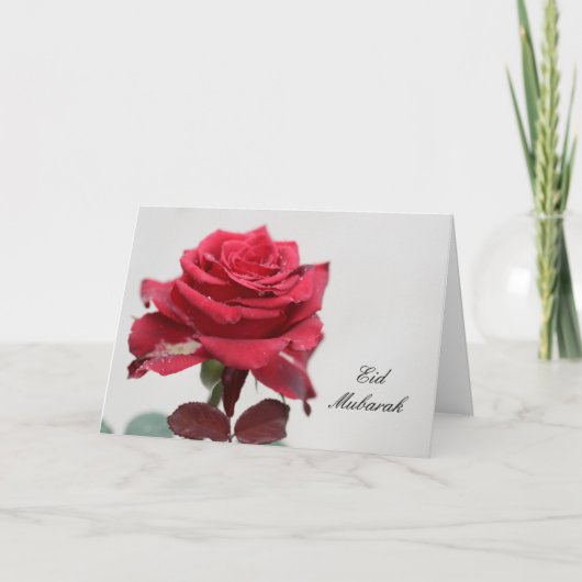 Cartes Pour Fêtes Annuelles Eid Mubarak Rose Rouge (Devant)