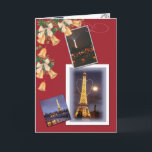Cartes Pour Fêtes Annuelles Eiffel Tower Twinkling<br><div class="desc">Joyeux Noel,  from paris with love,  christmas greetings with twinkling Eiffle Tower & paris sketches,  show that you care enough to send enchanting greetings,  exquisite artwork inside & out,  original digital photo & illustration by thchengart</div>