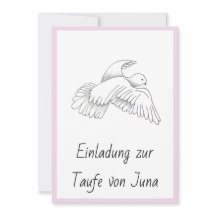 Einladungskarte zur Taufe mit Taubenen Mädchen