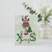 Cartes Pour Fêtes Annuelles Élan avec arbre (Debout devant)