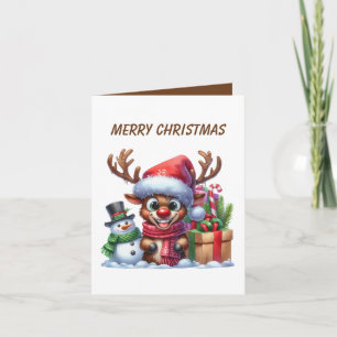 Cartes Pour Fêtes Annuelles Élan de Noël drôle ajouter un message 