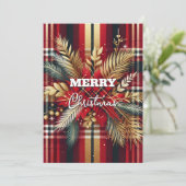 Cartes Pour Fêtes Annuelles Éléant Plaid de Fête Rouge et Or (Debout devant)