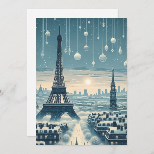 Cartes Pour Fêtes Annuelles Elégance d'hiver parisienne - Noël en ville (Devant / Derrière)