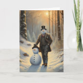 Cartes Pour Fêtes Annuelles Élégance Givrée Bonhomme de Neige Professionnel (Devant)