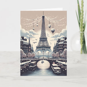 Cartes Pour Fêtes Annuelles Élégance hivernale parisienne - Noël dans la ville