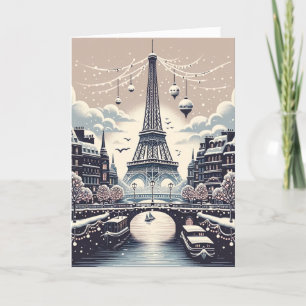 Cartes Pour Fêtes Annuelles Élégance hivernale parisienne - Noël dans la ville