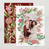 Cartes Pour Fêtes Annuelles Élégance menthe poivrée (Devant / Derrière)