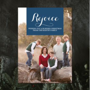 Cartes Pour Fêtes Annuelles Elegance Squared Holiday Photo Card   Blue