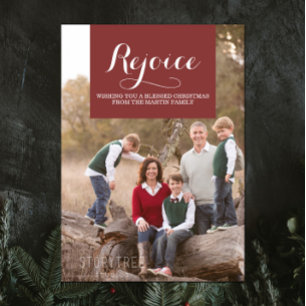 Cartes Pour Fêtes Annuelles Elegance Squared Holiday Photo Card Burgundy