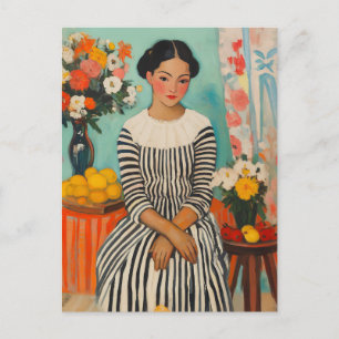 Cartes Pour Fêtes Annuelles Élégance striée avec fleurs