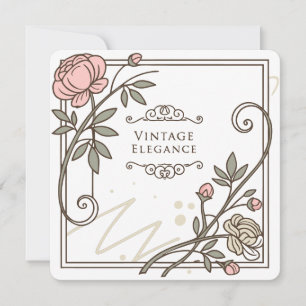 Cartes Pour Fêtes Annuelles ✨ Élégance Vintage intemporelle - Cadre Floral ant