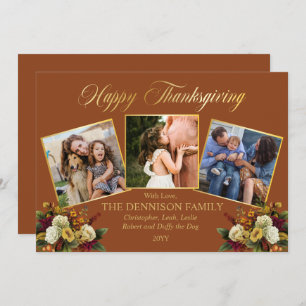Cartes Pour Fêtes Annuelles Elégant 3 Photo Famille Bon thanksgiving Floral