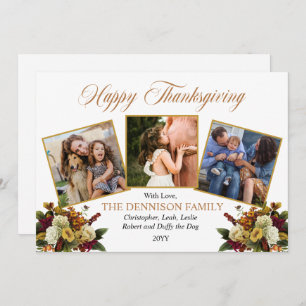 Cartes Pour Fêtes Annuelles Elégant 3 Photo Famille Bon thanksgiving Floral
