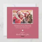 Cartes Pour Fêtes Annuelles Elégant 4 Photo Collage Rouge Script Noël (Dos)