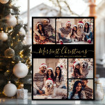 Cartes Pour Fêtes Annuelles Elegant 5 Photo Collage plus joli Noël<br><div class="desc">Script de calligraphie simple moderne noir et or 5 photo Collage Joyeux Noël Carte de vacances. Ce modèle festif, minimaliste, fantaisiste cinq (5) photo vacances carte de voeux avec une jolie grille photo collage et dit "Joyeux Noël"! Le texte de salutation "Merriest Christmas" est écrit dans une belle main lettrée...</div>