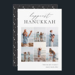 Cartes Pour Fêtes Annuelles Elegant 6 Photo Collage Happiest Hanoukka<br><div class="desc">Partagez de la joie avec ces cartes de fin de année Hanoukka modernes avec 6 de vos photos préférées dans une grille de montage. "Happiest Hanoukka" apparaît en haut en calligraphie lettrée à la main et en écriture serif classique. Personnalisez avec votre nom de famille et l'année en bas à...</div>
