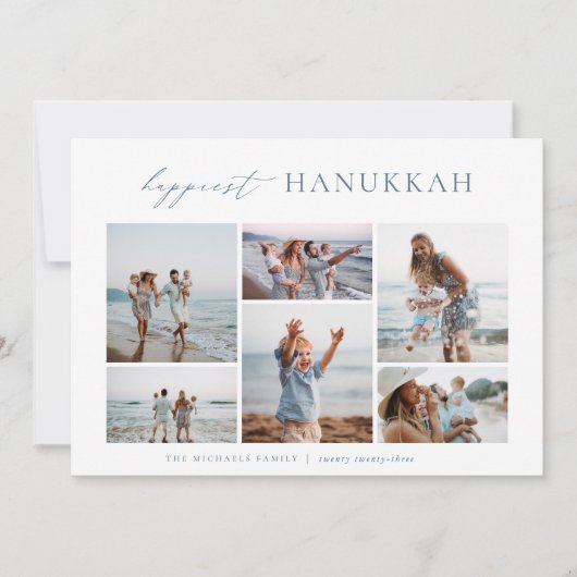 Cartes Pour Fêtes Annuelles Elegant 6 Photo Collage Happiest Hanoukka (Devant)