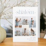 Cartes Pour Fêtes Annuelles Elégant 6 photo Collage Shalom Hanoukka<br><div class="desc">Partagez de la joie avec ces cartes de fin de année Hanoukka modernes avec 6 de vos photos préférées dans une grille de montage. "Shalom" apparaît en haut dans le lettrage connecté orné de minuscules étoiles. Personnalisez avec votre salutation de vacances, nom de famille et l'année en bas à droite....</div>