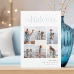 Cartes Pour Fêtes Annuelles Elégant 6 photo Collage Shalom Hanoukka<br><div class="desc">Partagez de la joie avec ces cartes de fin de année Hanoukka modernes avec 6 de vos photos préférées dans une grille de montage. "Shalom" apparaît en haut dans le lettrage connecté orné de minuscules étoiles. Personnalisez avec votre salutation de vacances, nom de famille et l'année en bas à droite....</div>