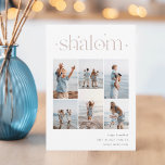 Cartes Pour Fêtes Annuelles Elégant 6 photo Collage Shalom Hanoukka<br><div class="desc">Partagez de la joie avec ces cartes de fin de année Hanoukka modernes avec 6 de vos photos préférées dans une grille de montage. "Shalom" apparaît en haut dans le lettrage connecté orné de minuscules étoiles. Personnalisez avec votre salutation de vacances, nom de famille et l'année en bas à droite....</div>