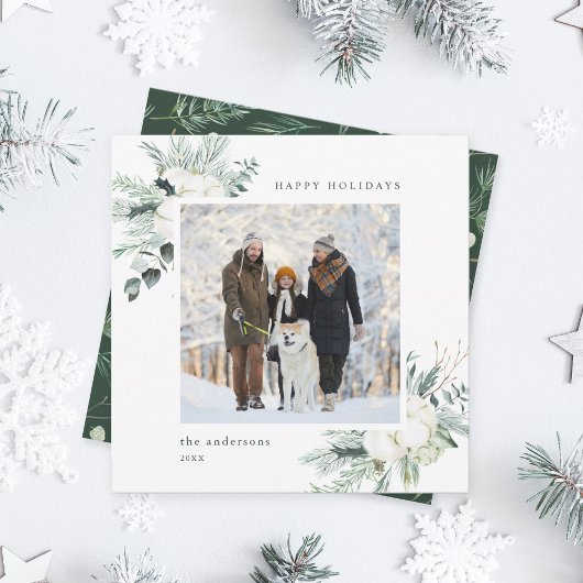 Cartes Pour Fêtes Annuelles Élégant À feuillage persistant et Fleurs de coton