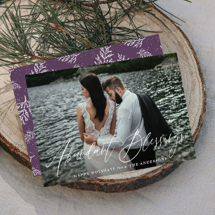 Cartes Pour Fêtes Annuelles Élégant Abondant Bénédiction Script Purple Photo