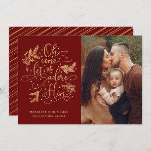 Cartes Pour Fêtes Annuelles Elegant Adore Him   Photo Christmas   Gold Red
