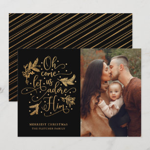 Cartes Pour Fêtes Annuelles Élégant Adore-Lui Photo Noël Noir or