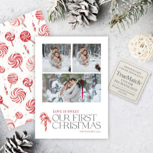 Cartes Pour Fêtes Annuelles Élégant amour est doux premier Noël rouge 3 photo