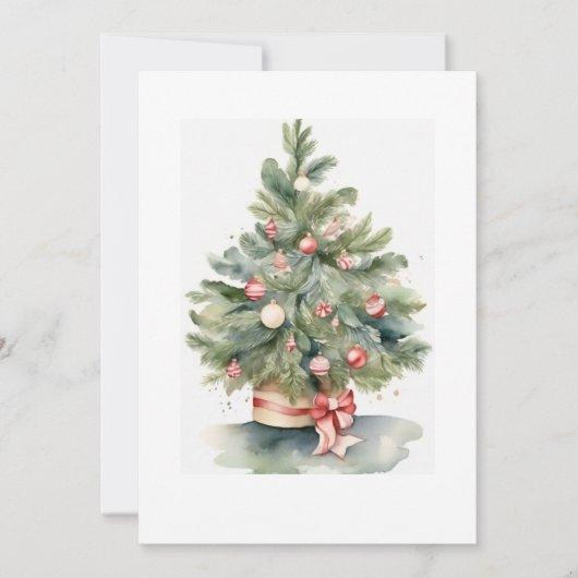 Cartes Pour Fêtes Annuelles Elégant Aquarelle Arbre de Noël (Devant)