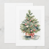 Cartes Pour Fêtes Annuelles Elégant Aquarelle Arbre de Noël (Devant / Derrière)