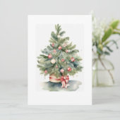 Cartes Pour Fêtes Annuelles Elégant Aquarelle Arbre de Noël (Debout devant)