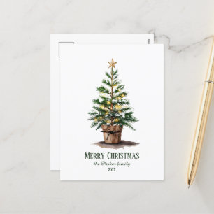 Cartes Pour Fêtes Annuelles Elégant Aquarelle Arbre de Noël, Souhait de coeur