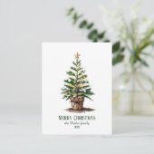 Cartes Pour Fêtes Annuelles Elégant Aquarelle Arbre de Noël, Souhait de coeur (Debout devant)