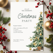 Cartes Pour Fêtes Annuelles Elégant Aquarelle Arbre QR Code Noël