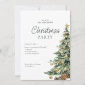 Cartes Pour Fêtes Annuelles Elégant Aquarelle Arbre QR Code Noël (Devant)