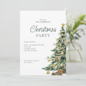 Cartes Pour Fêtes Annuelles Elégant Aquarelle Arbre QR Code Noël (Debout devant)