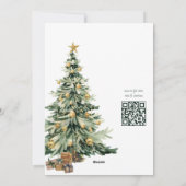 Cartes Pour Fêtes Annuelles Elégant Aquarelle Arbre QR Code Noël (Dos)